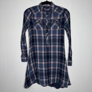 POLO Ralph Lauren Girl’s Western Plaid Cotton Shirt Dress Blue Size 14